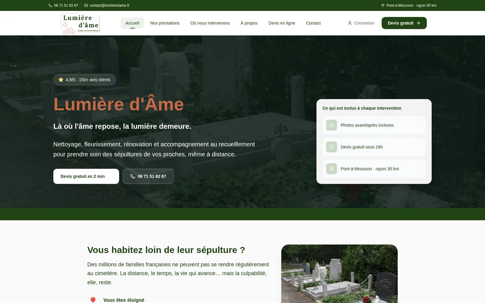 Page d'accueil du site Lumière d'Âme